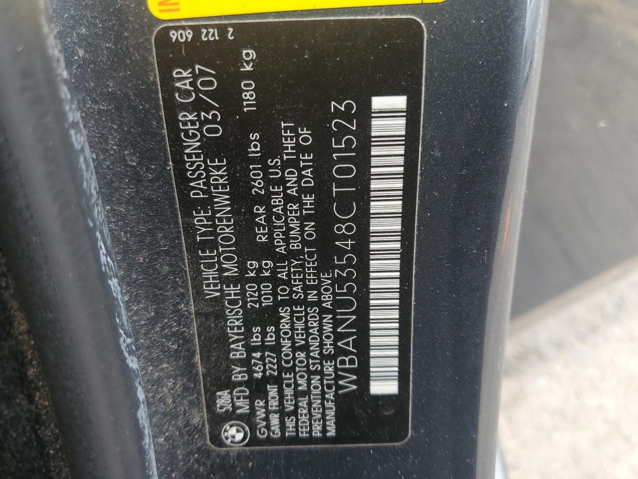wbanu53548ct01523 WBANU53548CT01523 2008 BMW 528 I