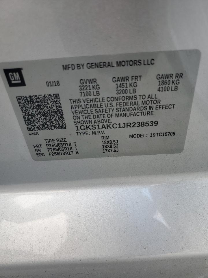 2018 GMC Yukon Sle VIN: 1GKS1AKC1JR238539 Lot: 65139025