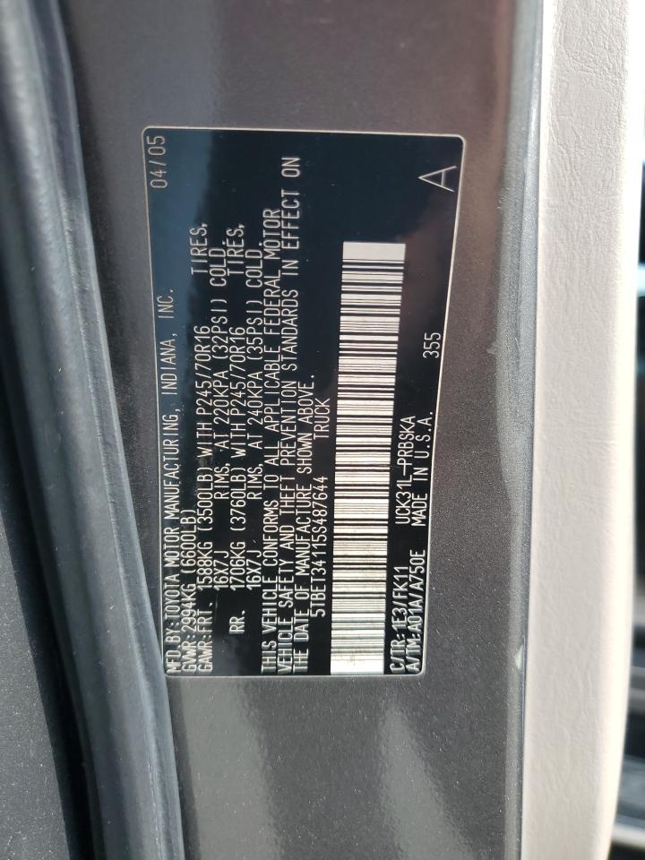 2005 Toyota Tundra Double Cab Sr5 VIN: 5TBET34115S487644 Lot: 64258005