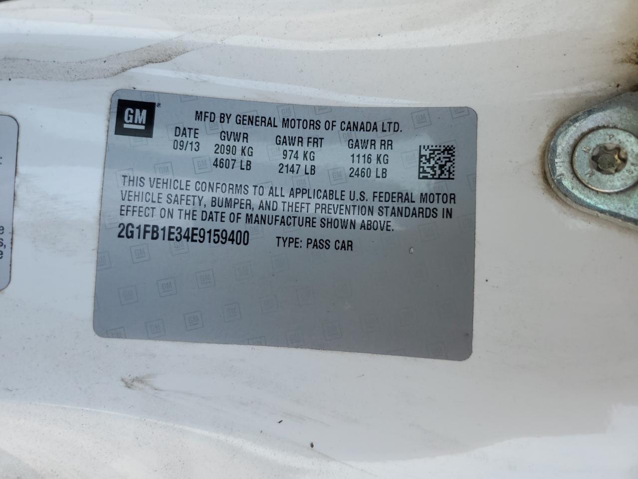 2014 Chevrolet Camaro Lt VIN: 2G1FB1E34E9159400 Lot: 66170895