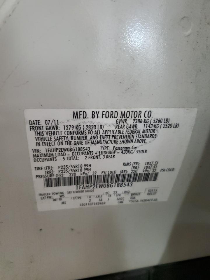 2011 Ford Taurus Sel VIN: 1FAHP2EW0BG188543 Lot: 64379405