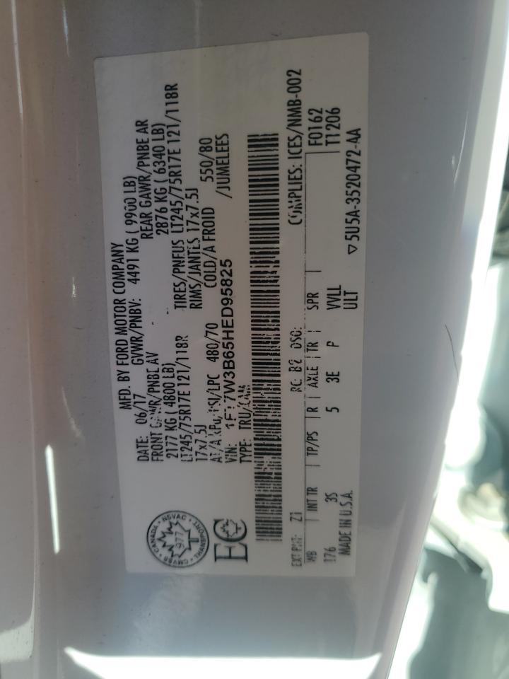 2017 Ford F350 Super Duty VIN: 1FT7W3B65HED95825 Lot: 66250215