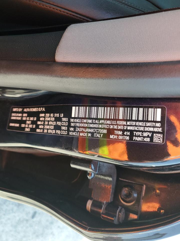 2019 Alfa Romeo Stelvio VIN: ZASPAJAN4K7C70586 Lot: 64694775