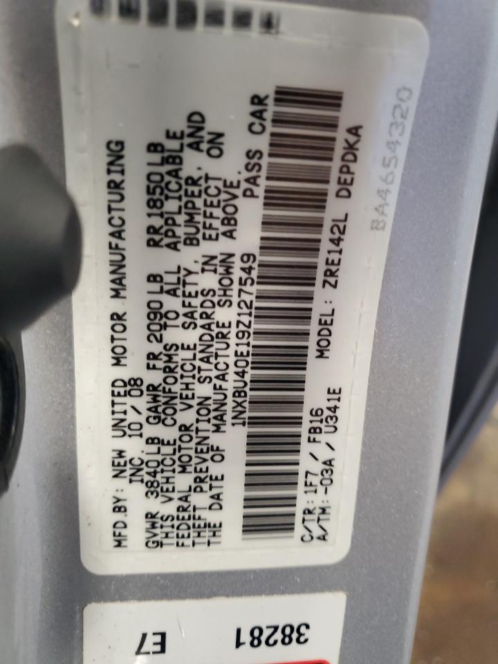 2009 Toyota Corolla Base VIN: 1NXBU40E19Z127549 Lot: 63492355