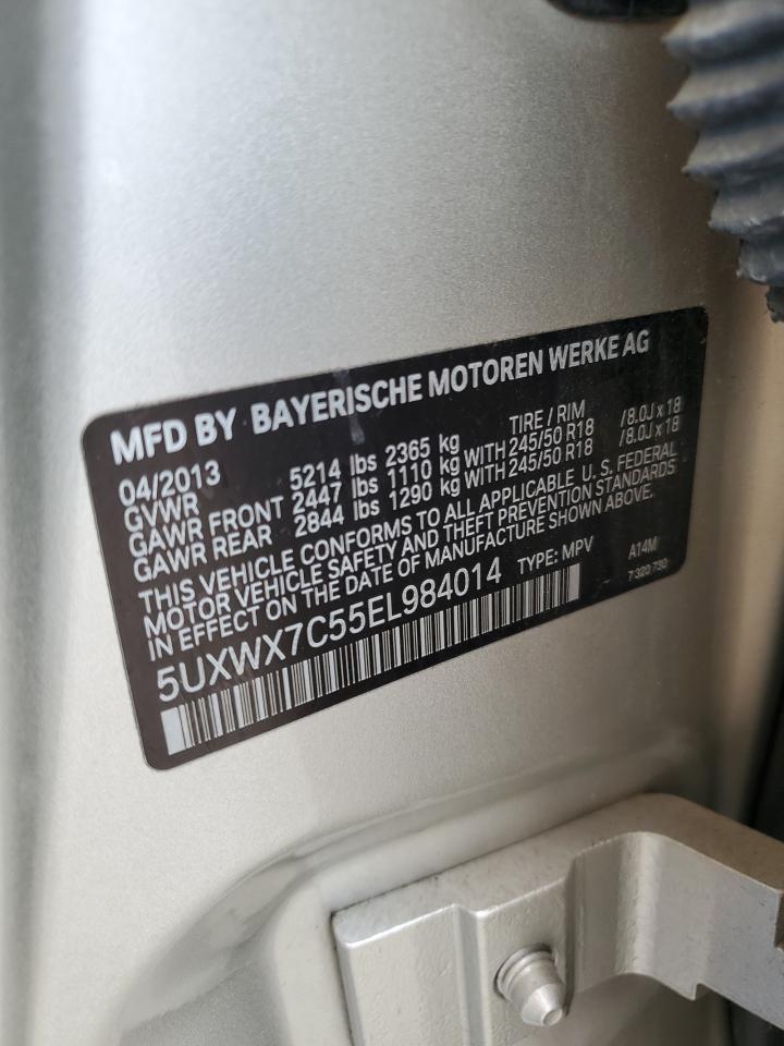 2014 BMW X3 xDrive35I VIN: 5UXWX7C55EL984014 Lot: 65608705