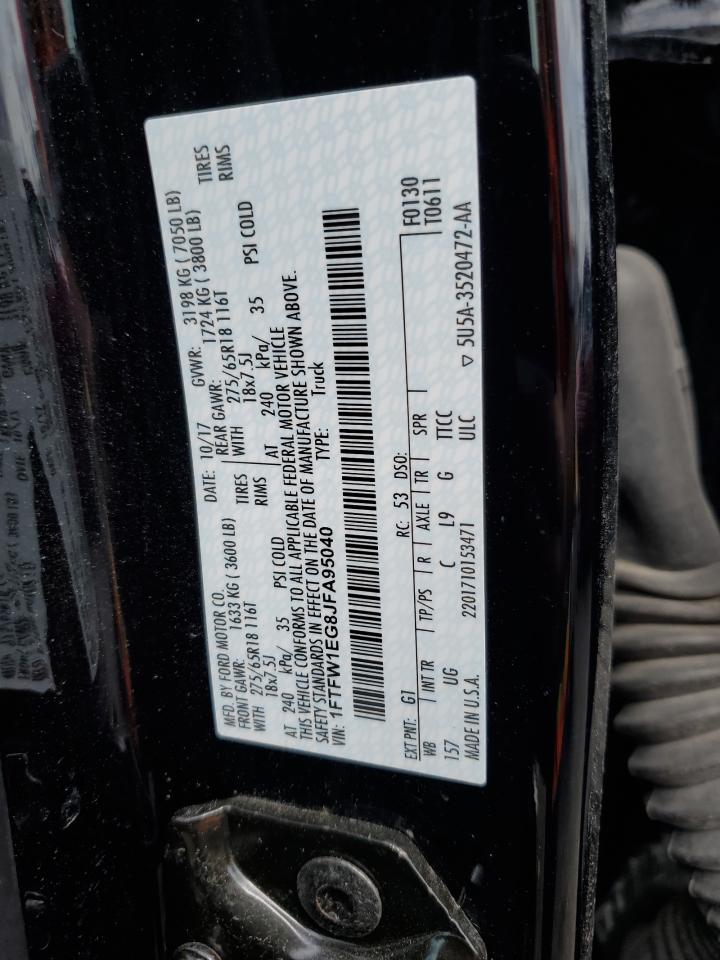 2018 Ford F150 Supercrew VIN: 1FTFW1EG8JFA95040 Lot: 66583945