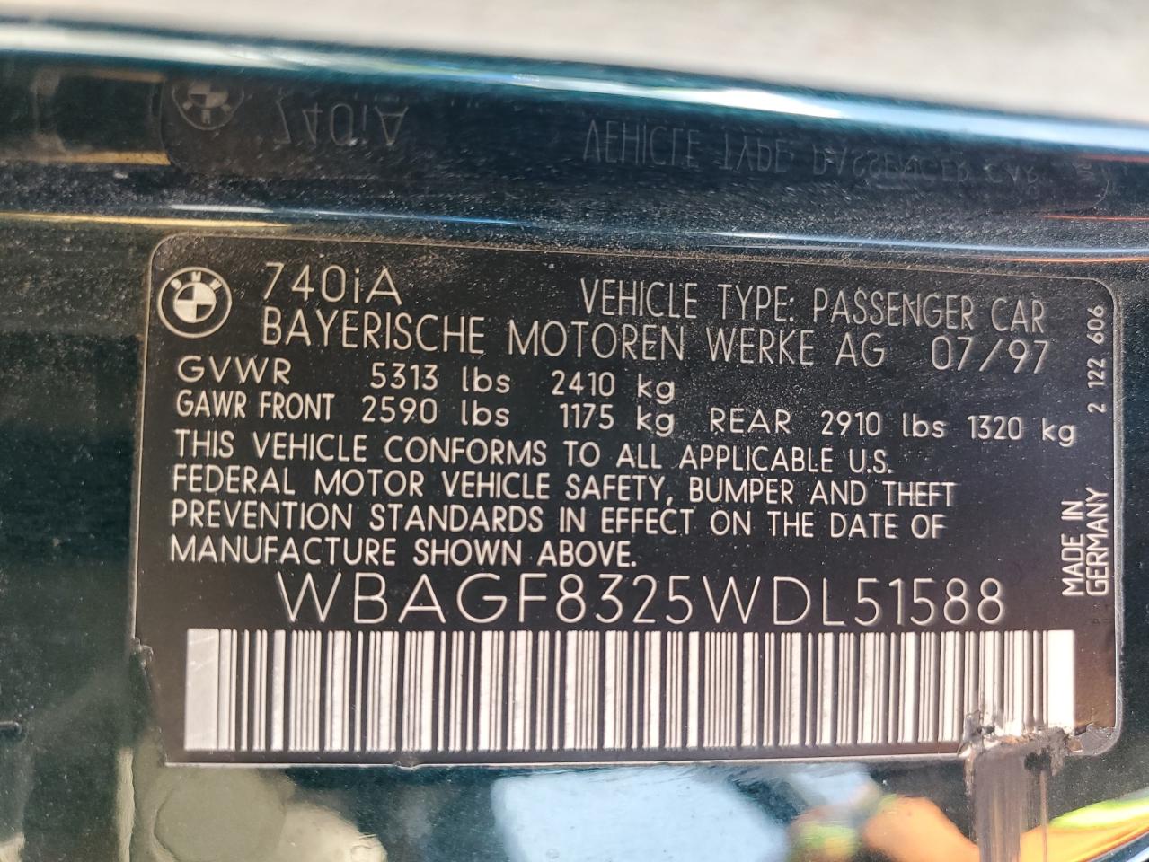 WBAGF8325WDL51588 1998 BMW 740 I Automatic