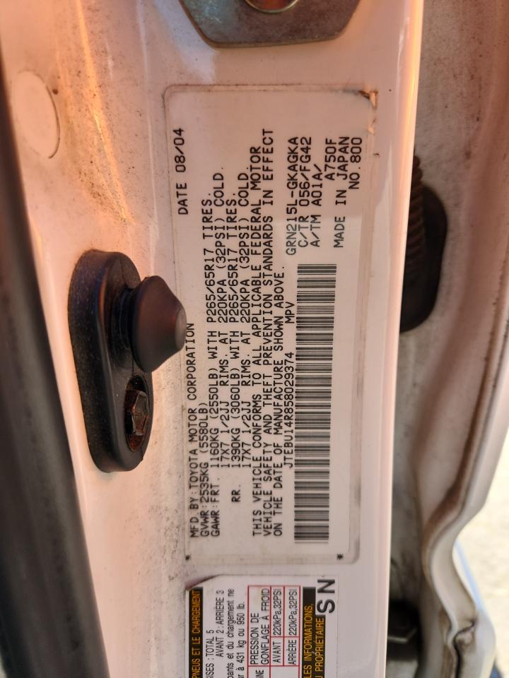 2005 Toyota 4Runner Sr5 VIN: JTEBU14R858029374 Lot: 62750545