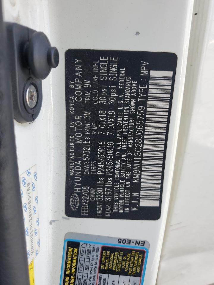 2008 Hyundai Veracruz Gls VIN: KM8NU13C28U065759 Lot: 65356675