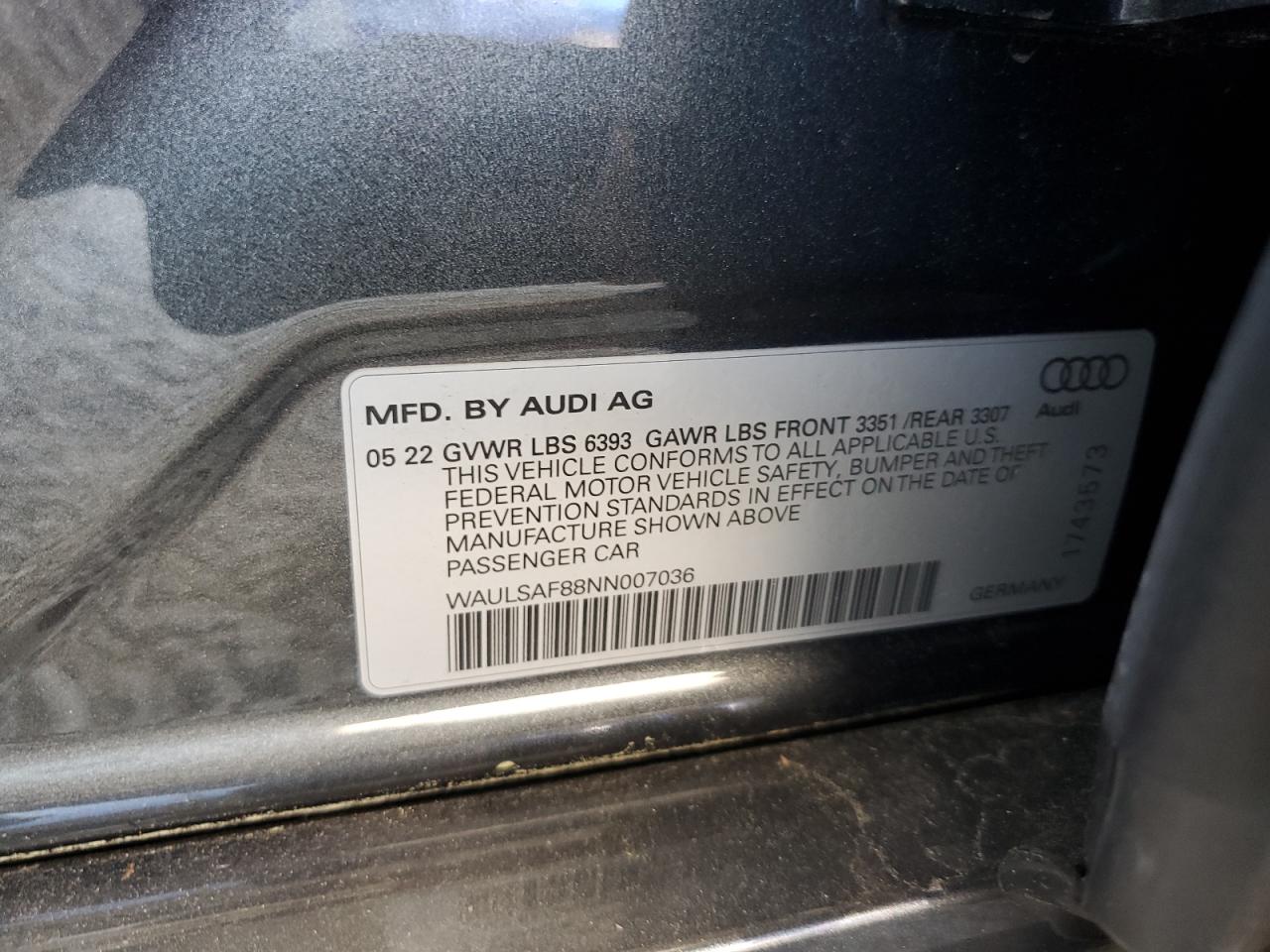 waulsaf88nn007036 WAULSAF88NN007036 2022 Audi S8