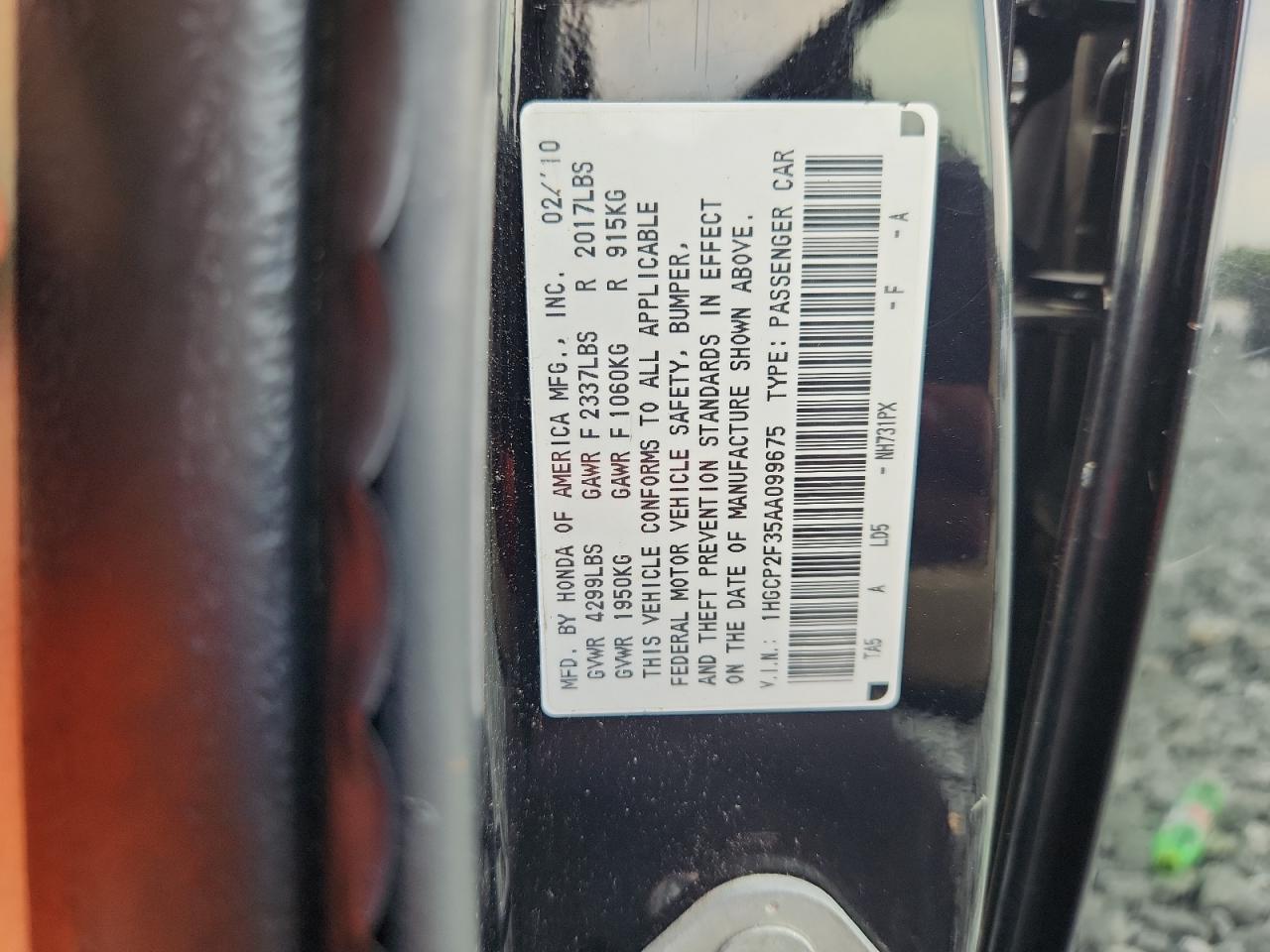 2010 Honda Accord Lx VIN: 1HGCP2F35AA009967 Lot: 64205815