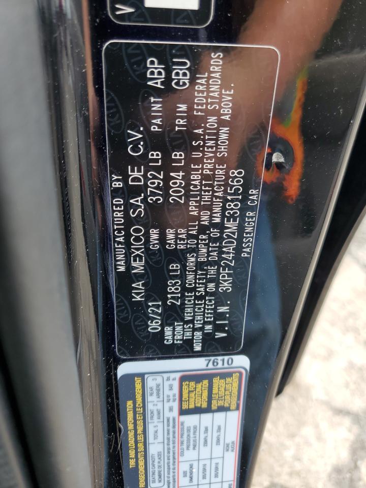 2021 Kia Forte Fe VIN: 3KPF24AD2ME381568 Lot: 63644825
