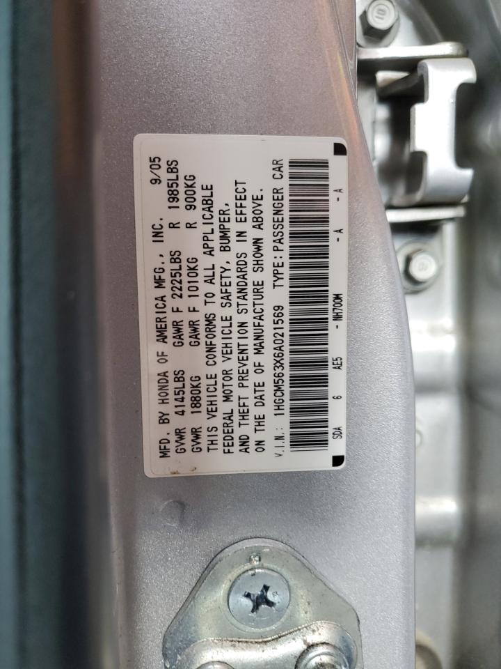 2006 Honda Accord Se VIN: 1HGCM563X6A021569 Lot: 64244965