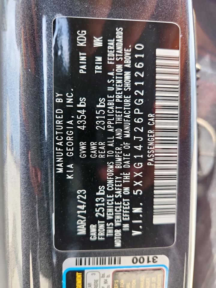 2023 Kia K5 Lxs VIN: 5XXG14J26PG212610 Lot: 63669685
