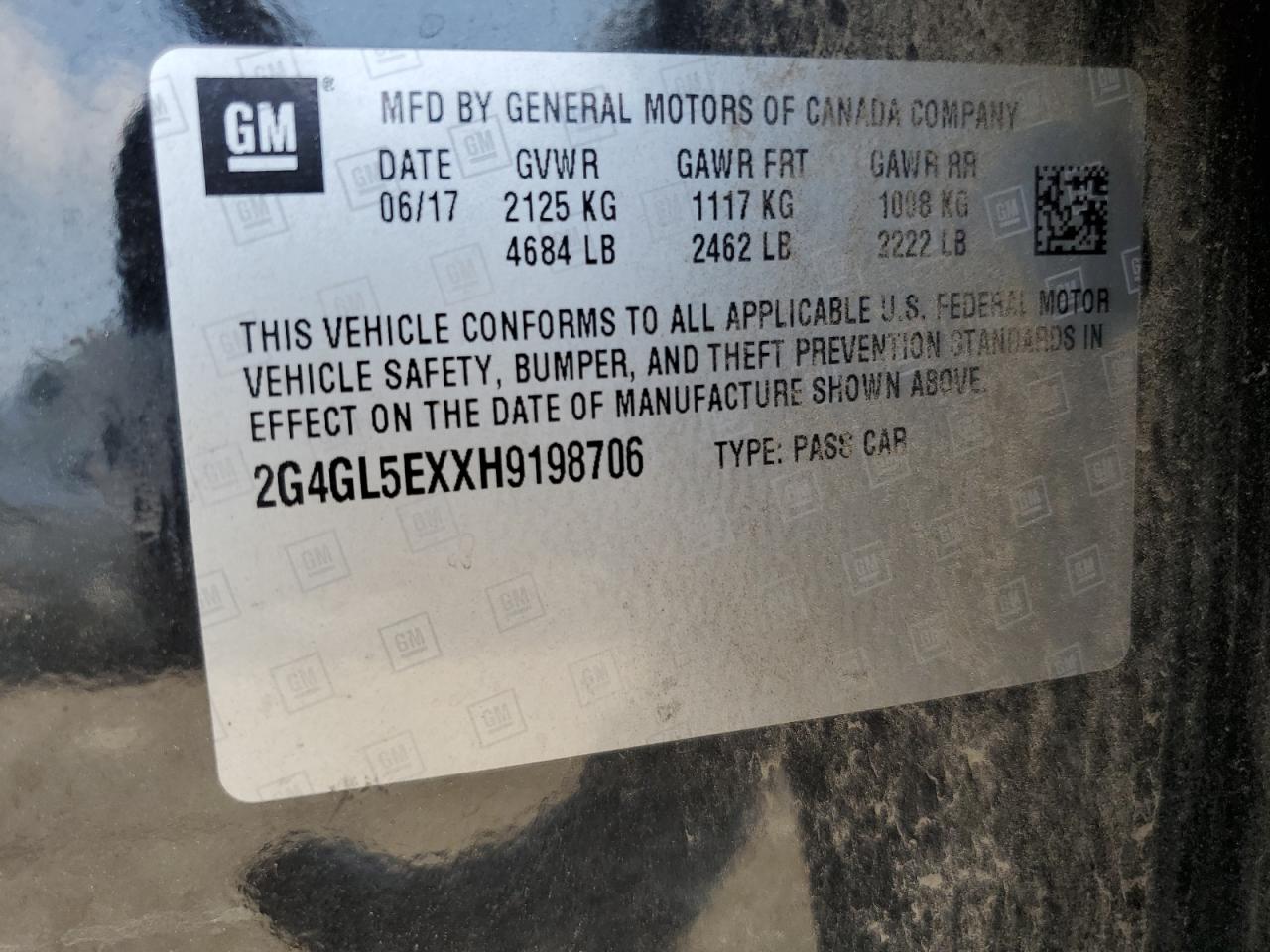 2017 Buick Regal Sport Touring VIN: 2G4GL5EXXH9198706 Lot: 64841915