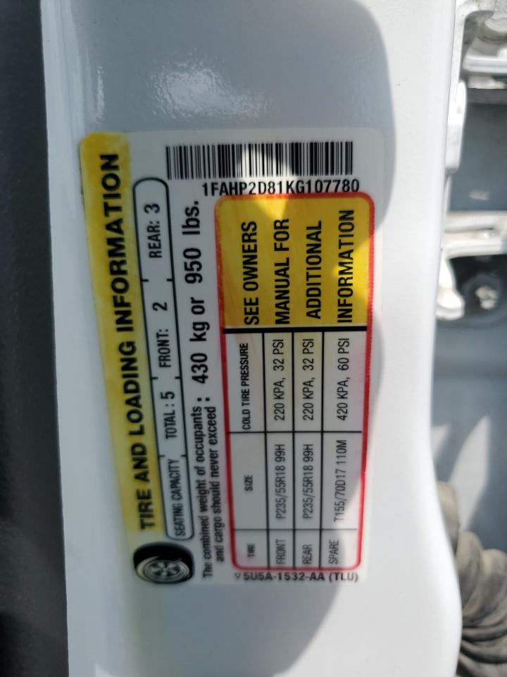 2019 Ford Taurus Se VIN: 1FAHP2D81KG107780 Lot: 63866935