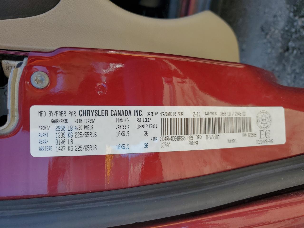 2011 Dodge Grand Caravan Express VIN: 2D4RN4DG4BR653689 Lot: 65200735