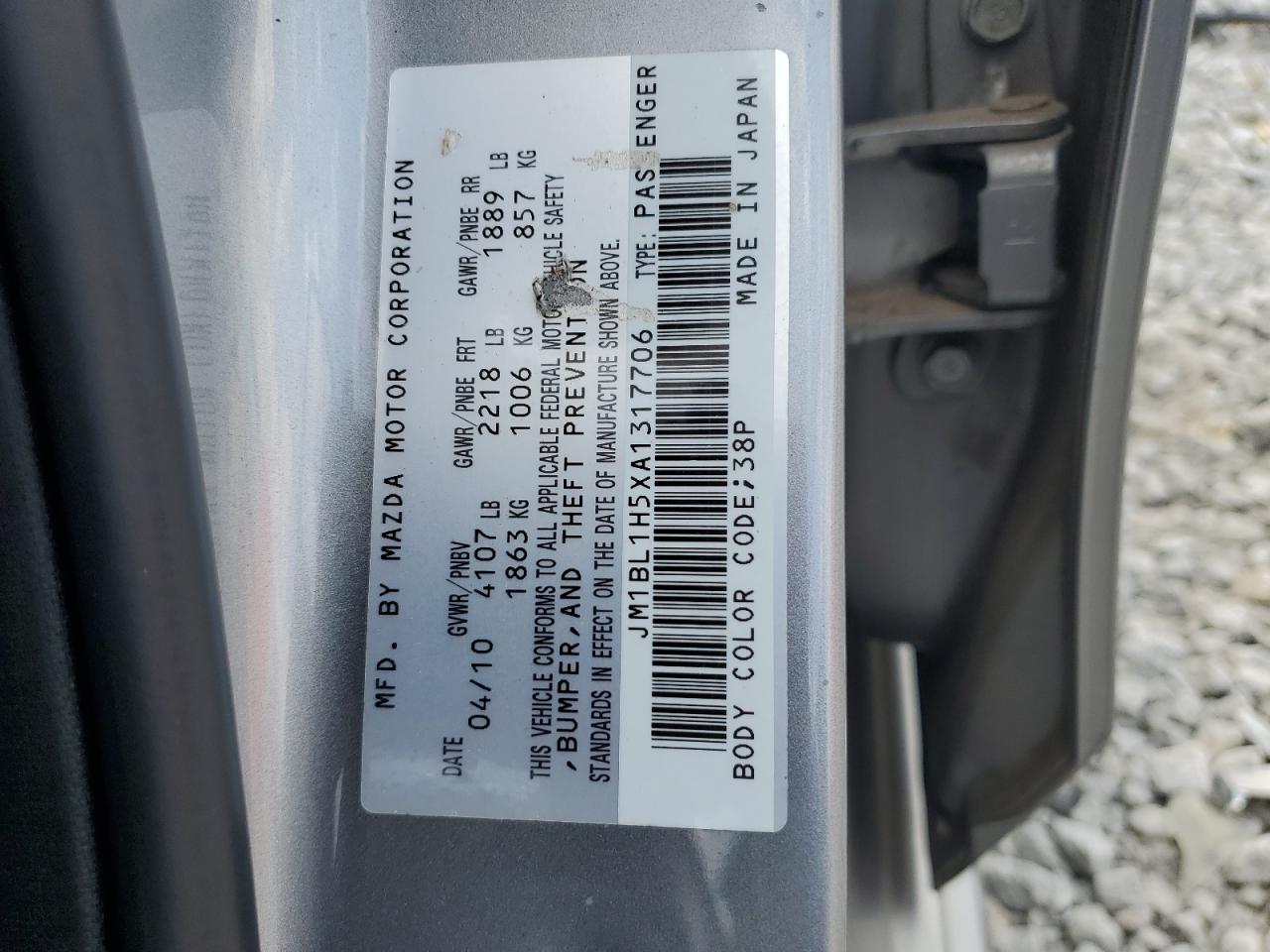 2010 Mazda 3 S VIN: JM1BL1H5XA1317706 Lot: 63830195