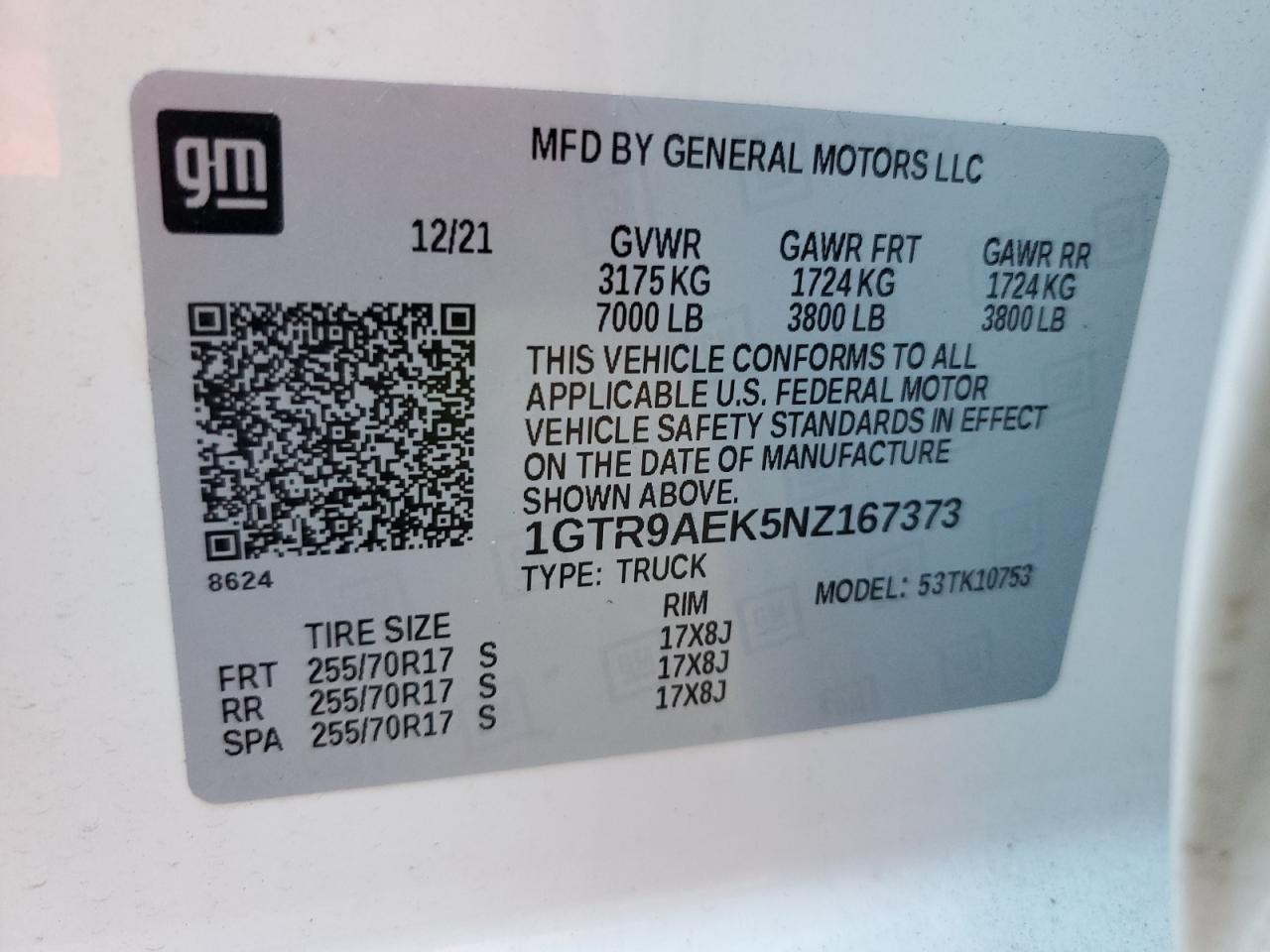 2022 GMC Sierra Limited K1500 VIN: 1GTR9AEK5NZ167373 Lot: 64597345