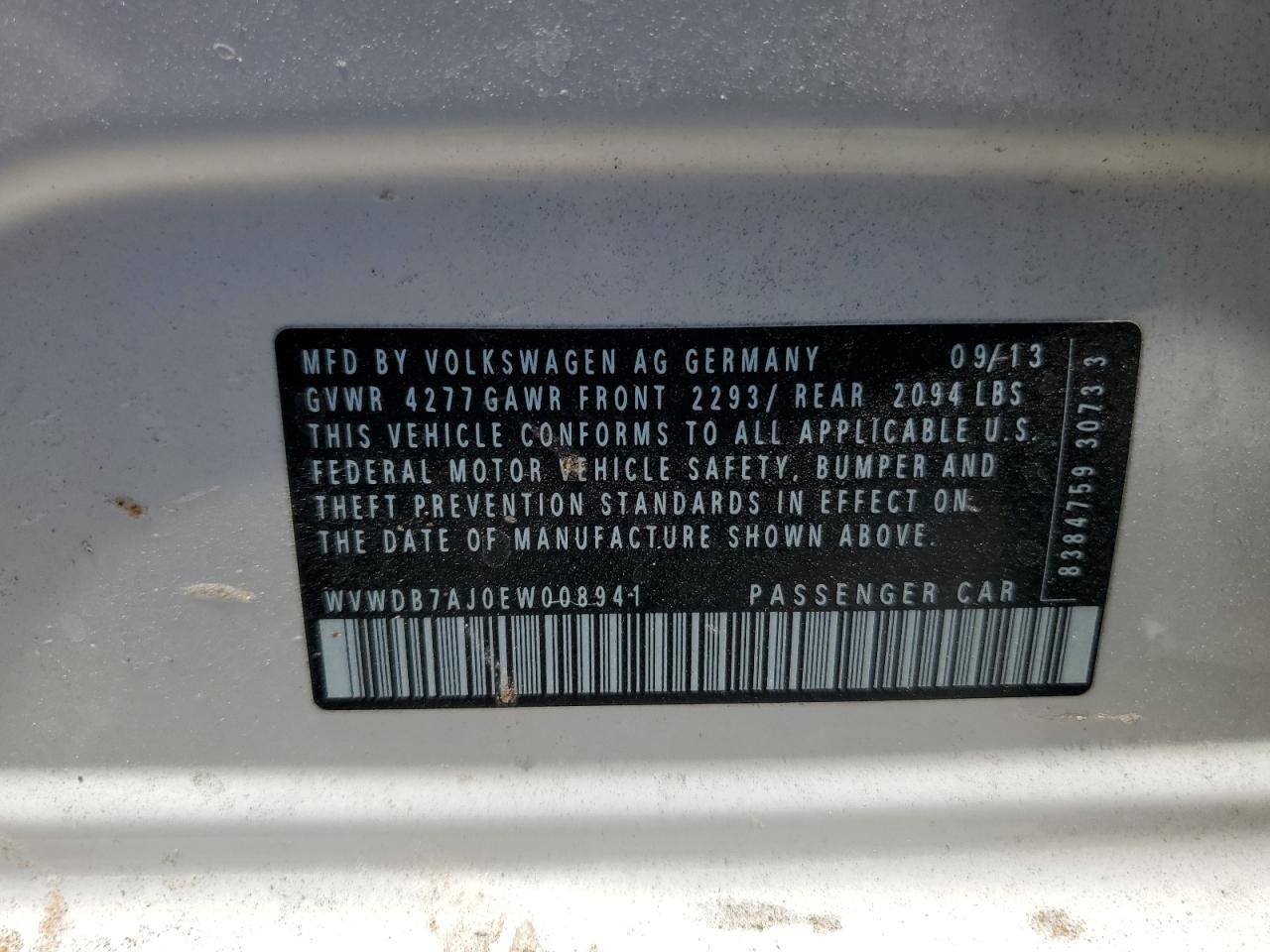 2014 Volkswagen Golf VIN: WVWDB7AJ0EW008941 Lot: 64963465