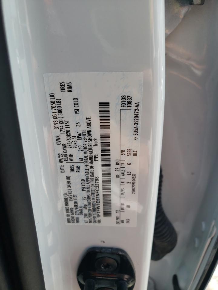 2022 Ford F150 Supercrew VIN: 1FTFW1E57NFC33798 Lot: 63590195