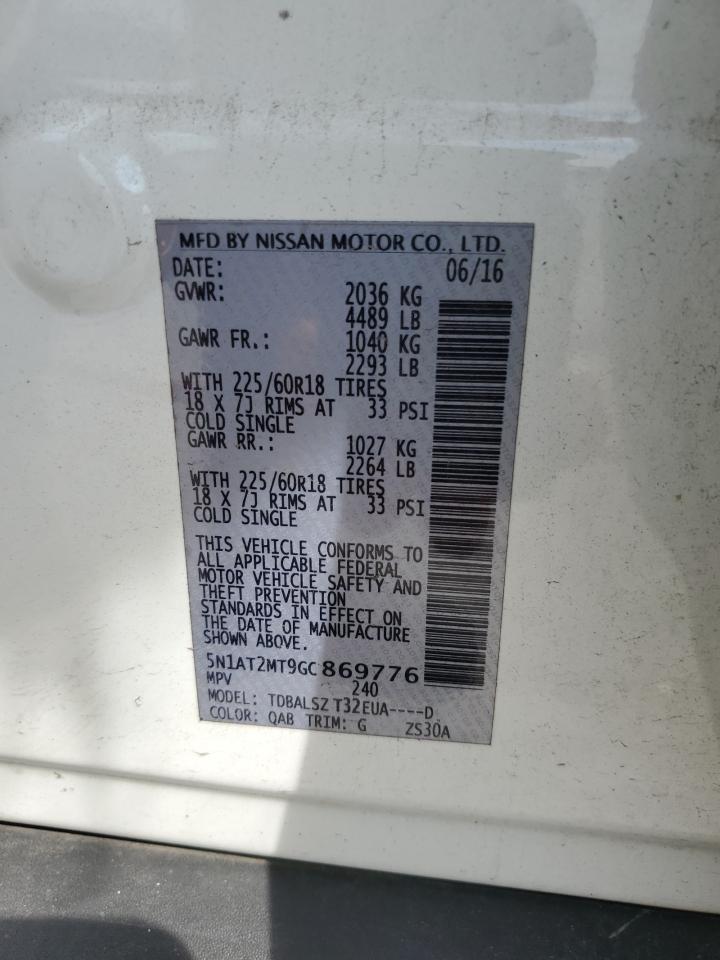 2016 Nissan Rogue S VIN: 5N1AT2MT9GC869776 Lot: 64418895