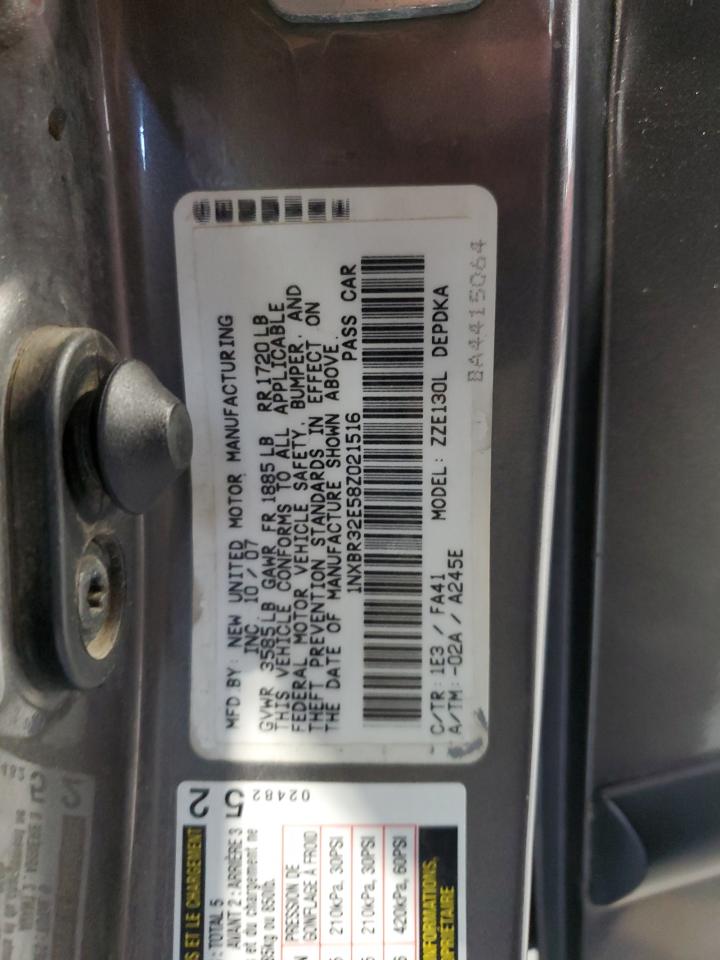 2008 Toyota Corolla Ce VIN: 1NXBR32E58Z021516 Lot: 65029635