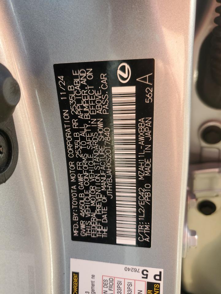 2025 Lexus Ux 300H Base VIN: JTHYBJAHXS2017840 Lot: 62549705