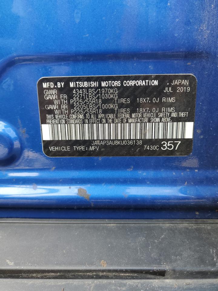 2019 Mitsubishi Outlander Sport Es VIN: JA4AP3AU8KU036138 Lot: 64318755