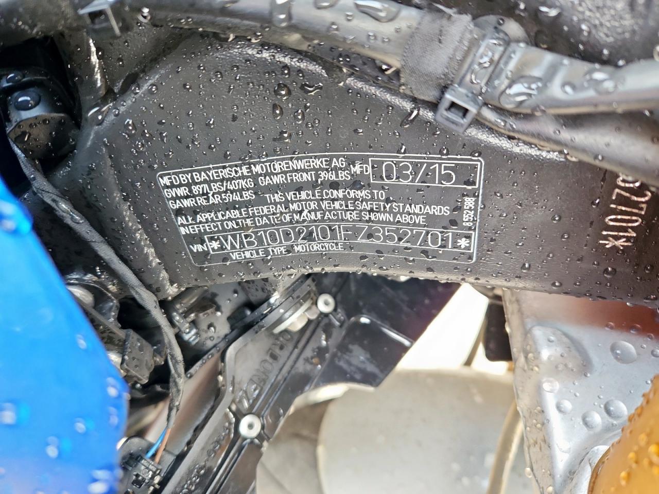 2015 BMW S 1000 Rr VIN: WB10D2101FZ352701 Lot: 64077435
