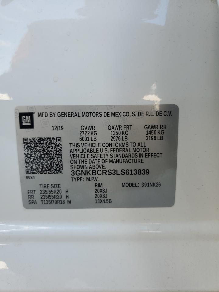 2020 Chevrolet Blazer 2Lt VIN: 3GNKBCRS3LS613839 Lot: 62102365