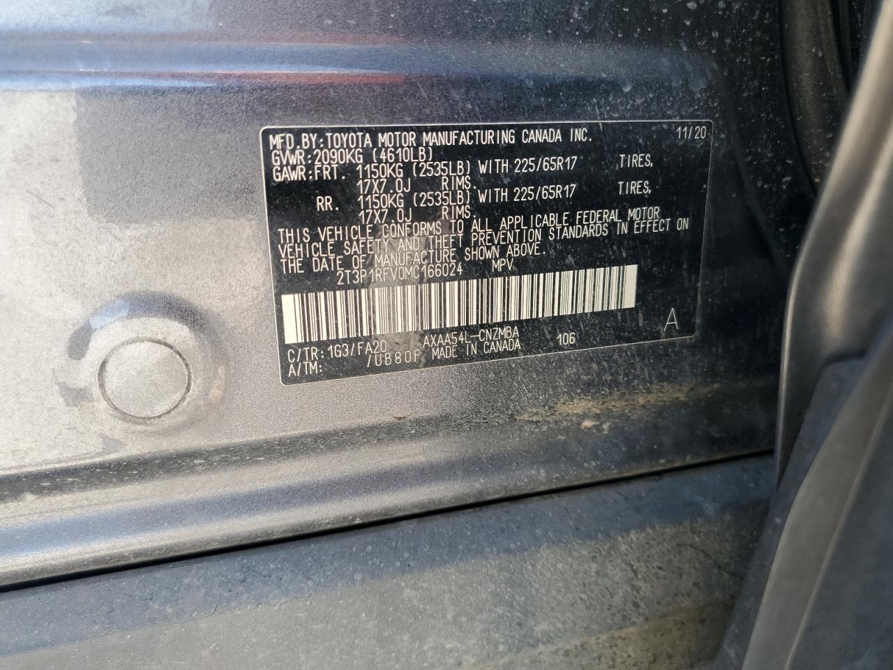 2021 Toyota Rav4 Xle VIN: 2T3P1RFV0MC166024 Lot: 64775425
