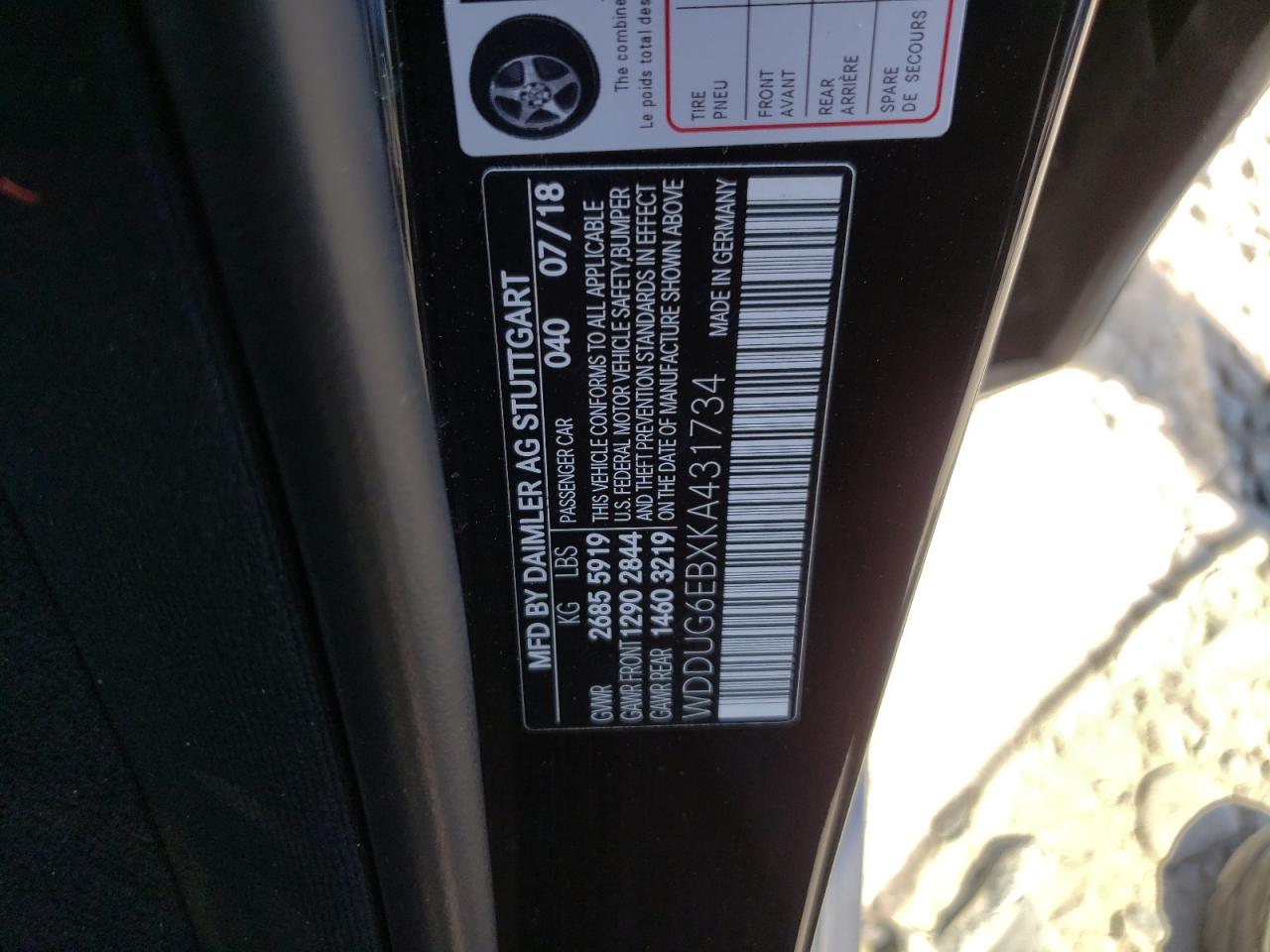 2019 Mercedes-Benz S 450 4Matic VIN: WDDUG6EBXKA431734 Lot: 63345815