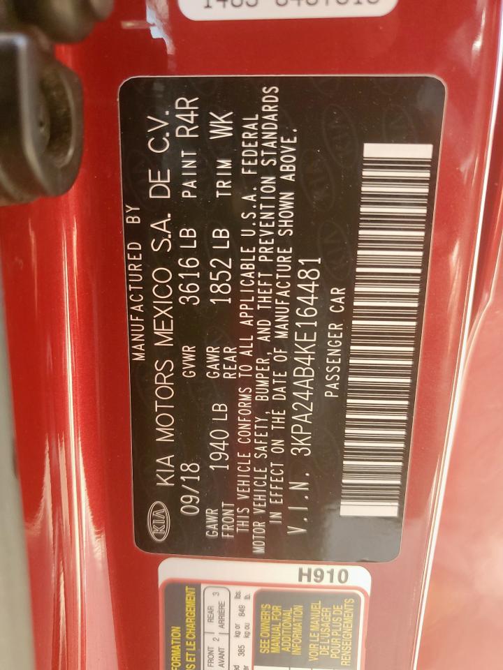 2019 Kia Rio S VIN: 3KPA24AB4KE164481 Lot: 64990875
