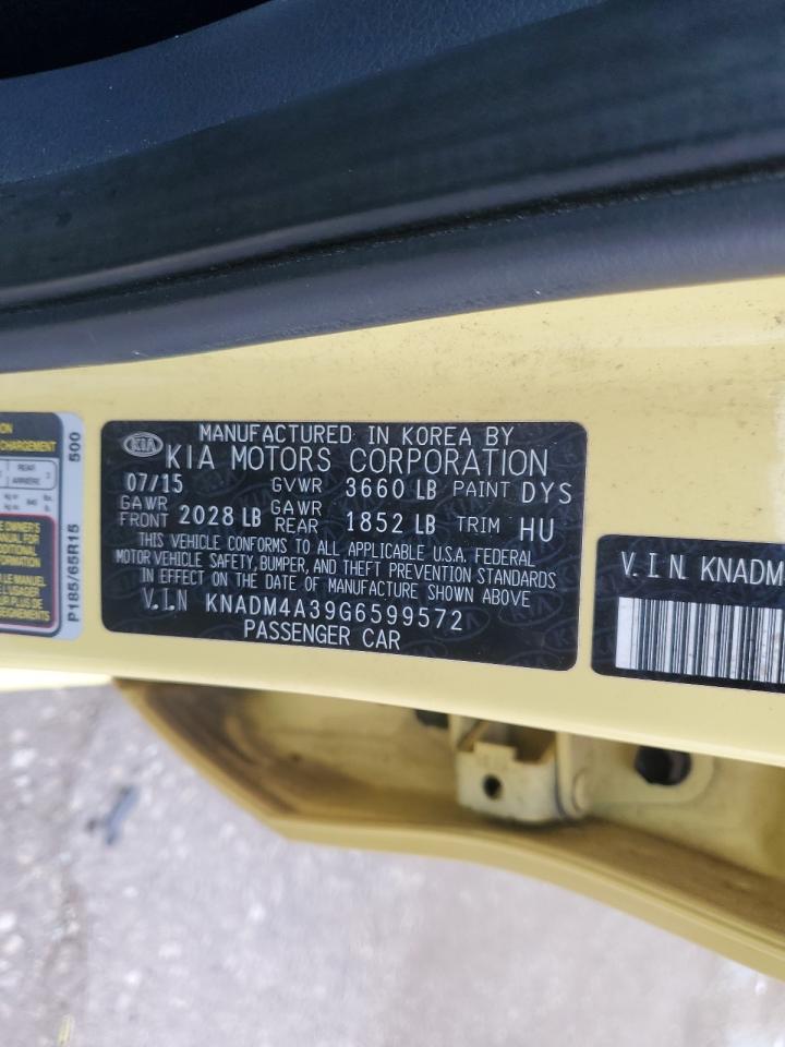2016 Kia Rio Lx VIN: KNADM4A39G6599572 Lot: 64943295