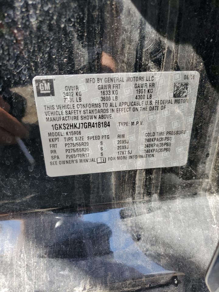 2016 GMC Yukon Xl Denali VIN: 1GKS2HKJ7GR418184 Lot: 66278465