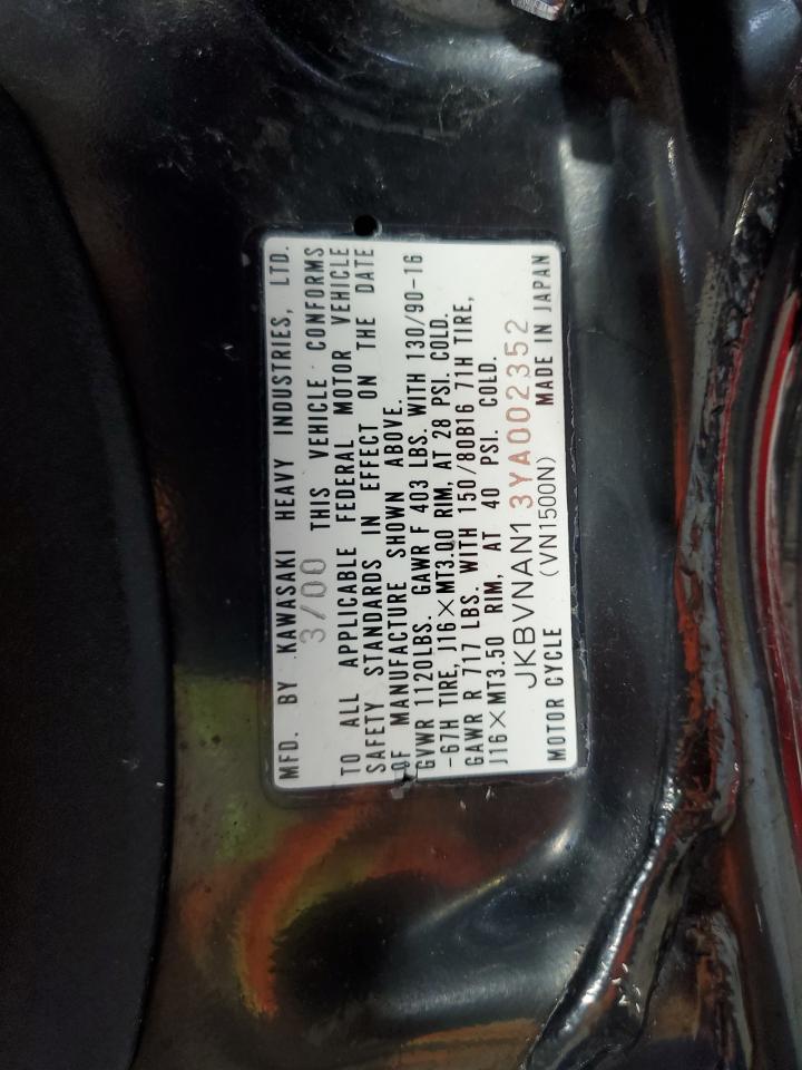 jkbvnan13ya002352 JKBVNAN13YA002352 2000 Kawasaki Vn1500 N1