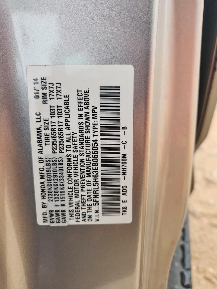 2014 Honda Odyssey Exl VIN: 5FNRL5H63EB066054 Lot: 62940675