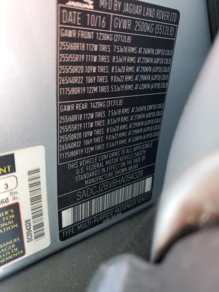 2017 Jaguar F-Pace Premium VIN: SADCJ2BV6HA094328 Lot: 67301605