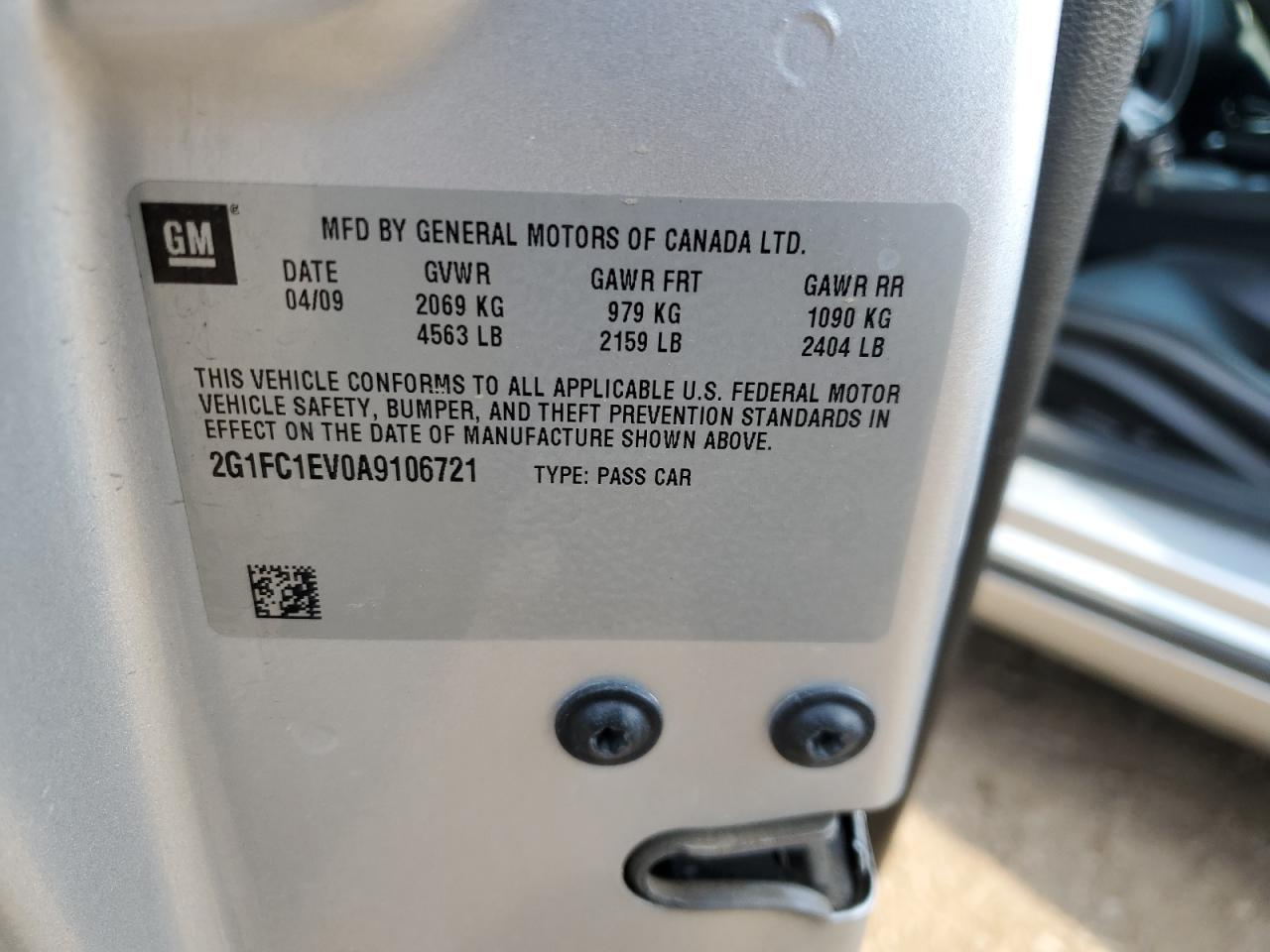 2010 Chevrolet Camaro Lt VIN: 2G1FC1EV0A9106721 Lot: 64495415