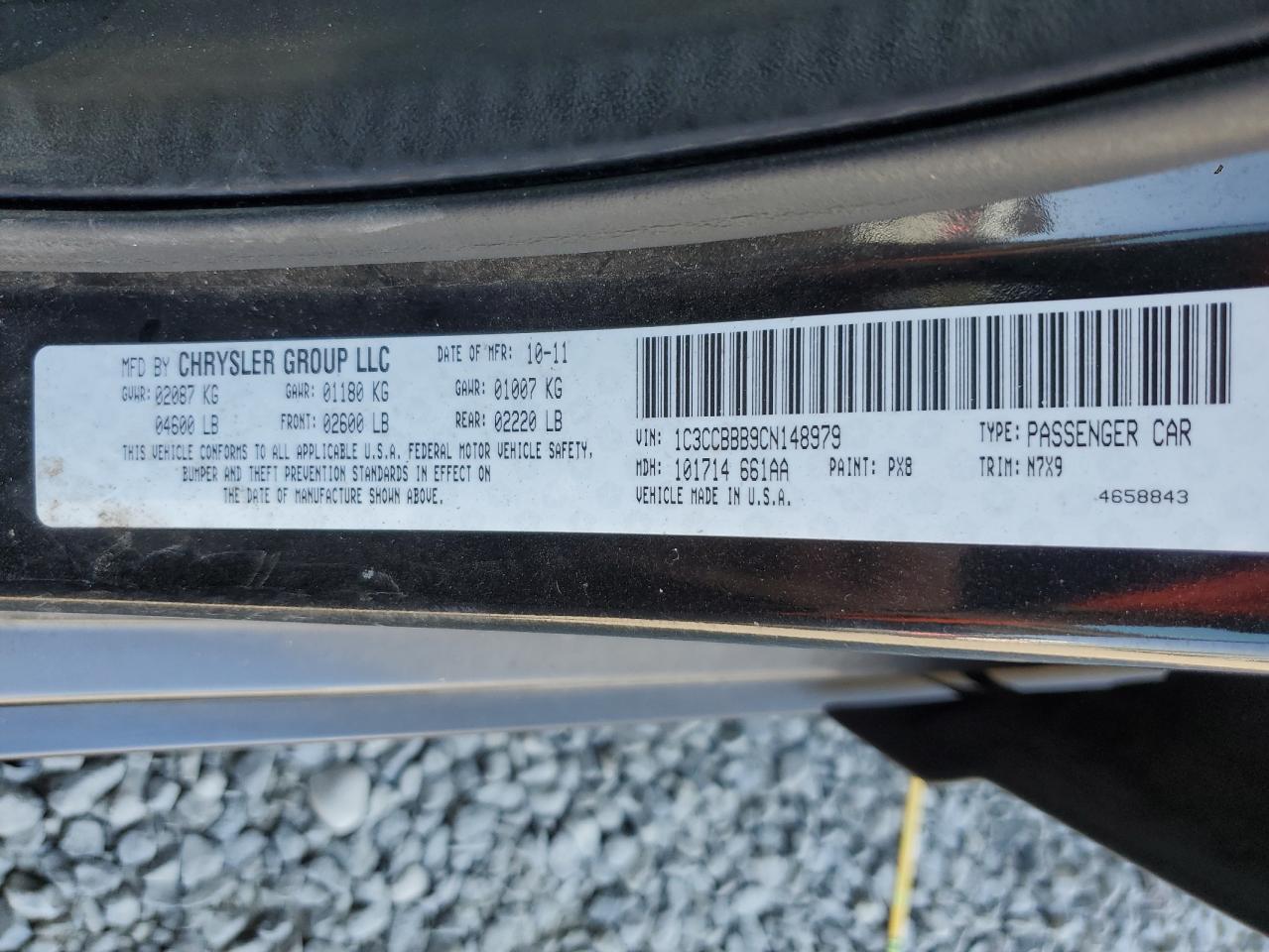 2012 Chrysler 200 Touring VIN: 1C3CCBBB9CN148979 Lot: 64874595