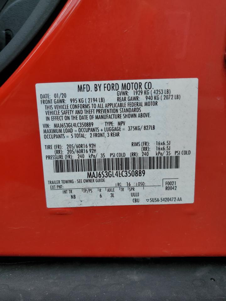 2020 Ford Ecosport Se VIN: MAJ6S3GL4LC350889 Lot: 64939455