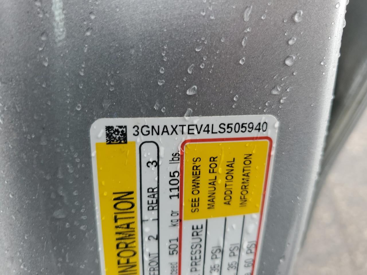 2020 Chevrolet Equinox Lt VIN: 3GNAXTEV4LS505940 Lot: 64967995