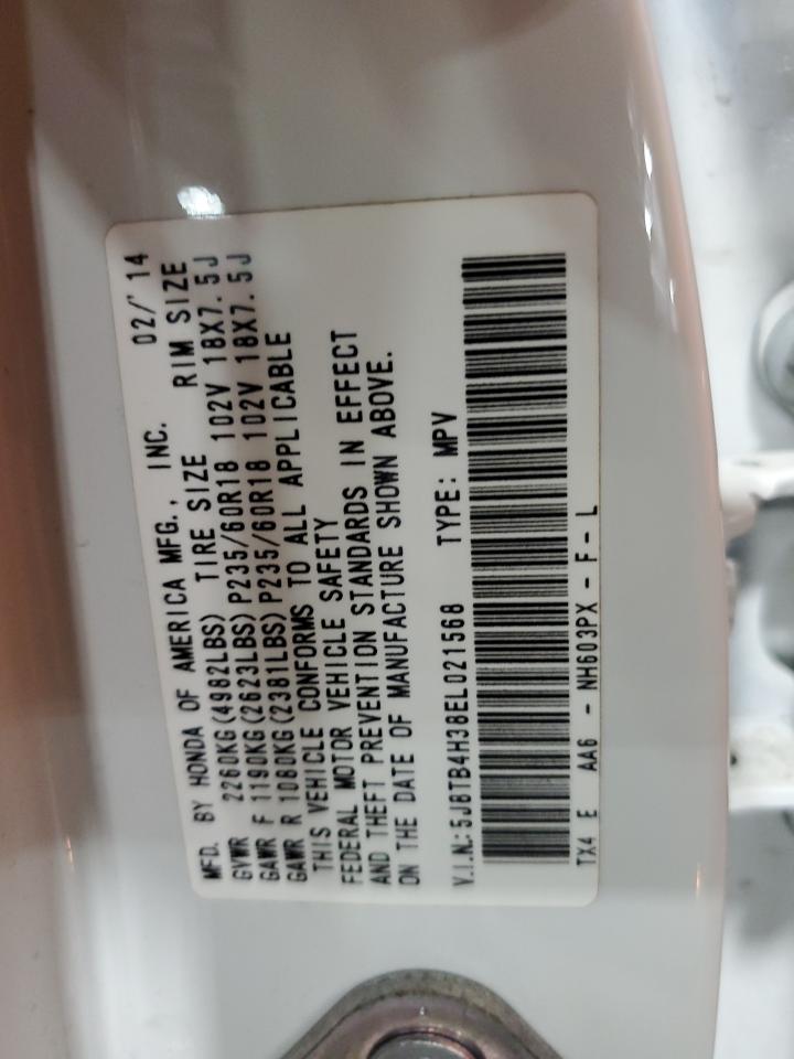 2014 Acura Rdx VIN: 5J8TB4H38EL021568 Lot: 63852265