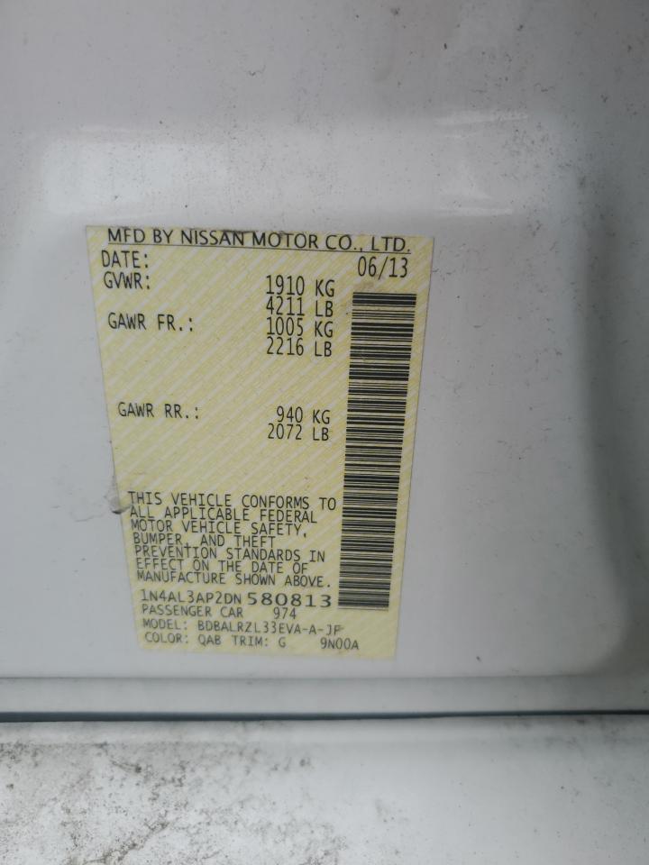 2013 Nissan Altima 2.5 VIN: 1N4AL3AP2DN580813 Lot: 65381635
