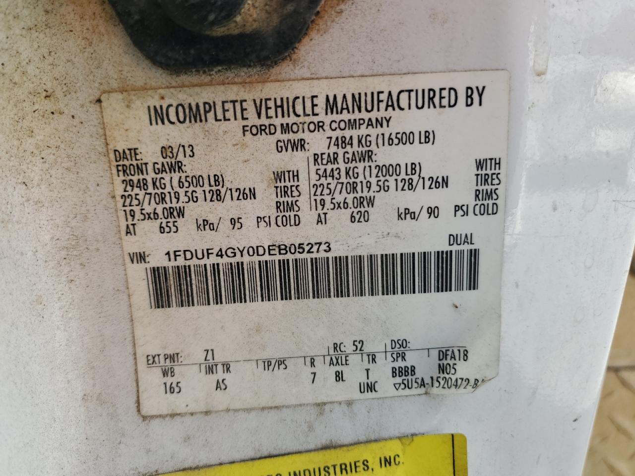 2013 Ford F450 Super Duty VIN: 1FDUF4GY0DEB05273 Lot: 66339305