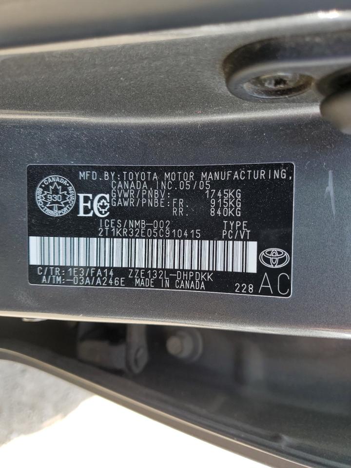 2005 Toyota Corolla Matrix Xr VIN: 2T1KR32E05C910415 Lot: 63325085