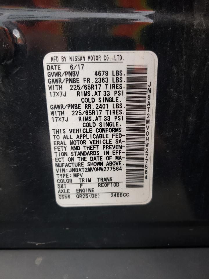2017 Nissan Rogue S VIN: JN8AT2MV0HW277564 Lot: 65354465