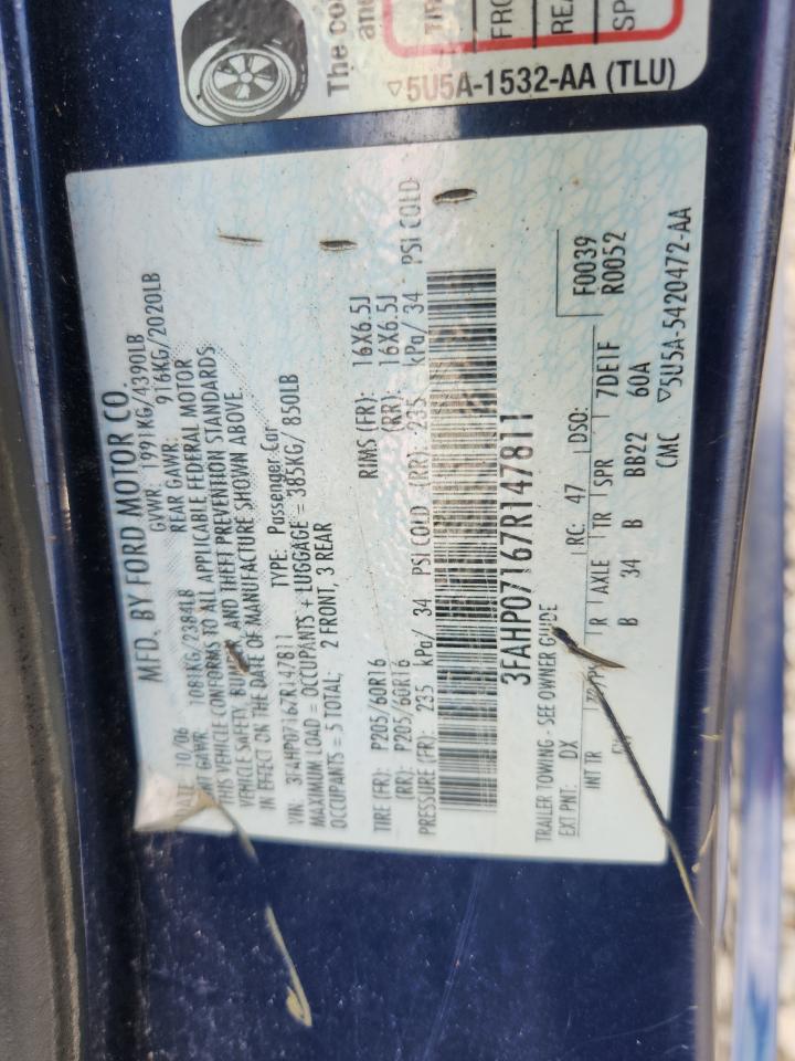 2007 Ford Fusion Se VIN: 3FAHP07167R147811 Lot: 64676465