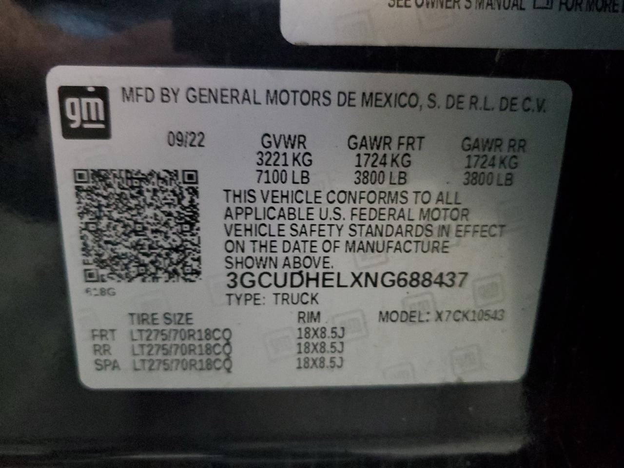 2022 Chevrolet Silverado K1500 Zr2 VIN: 3GCUDHELXNG688437 Lot: 55078055